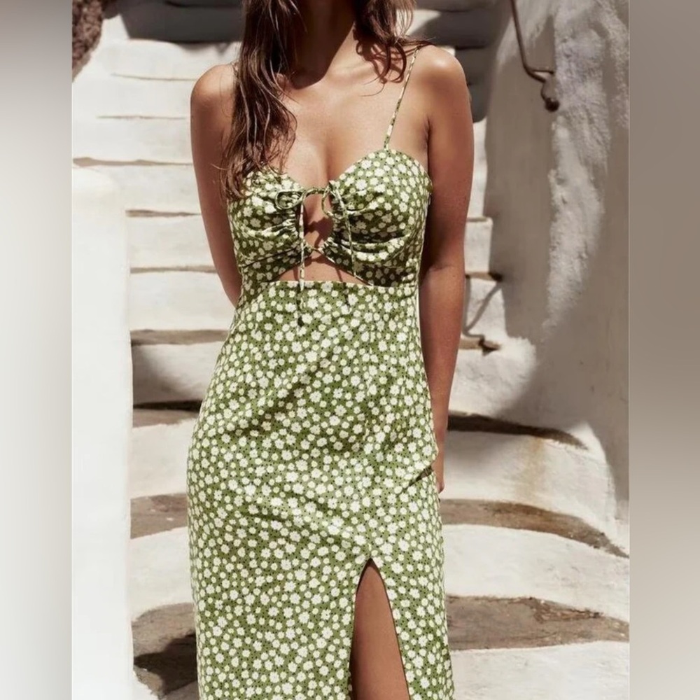 Zara green floral dress